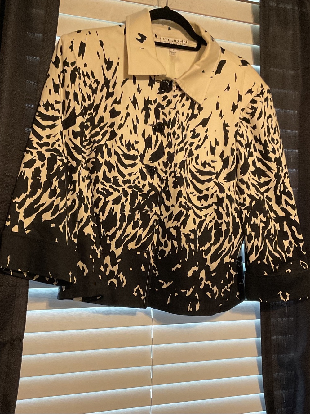 St. John Black and White Abstract Print Jacket